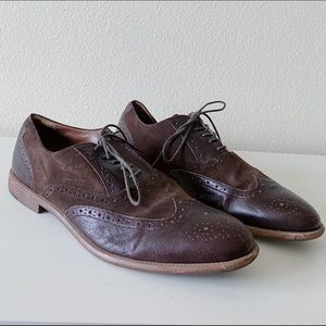 Aston Grey Leather and suede Brown oxford wingtip shoes